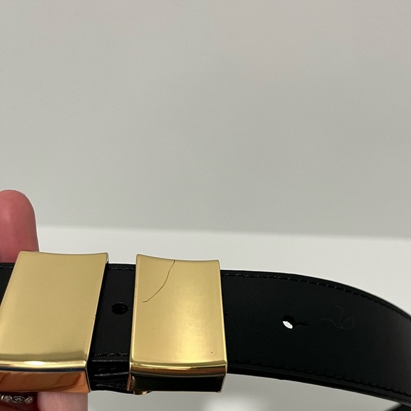 NEW J. Crew double gold buckle black leather belt size medium CG311 $89.50 - Picture 13 of 13